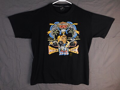 #ad Daytona Beach Bike Week 1985 Vtg 80s Harley Bike Week Mike Denniston Shirt Sz XL $49.00