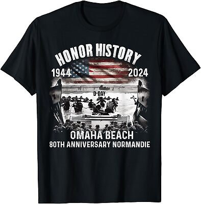#ad Omaha Beach D Day 80 th Anniversary Honor History T Shirt S 3XL $15.49