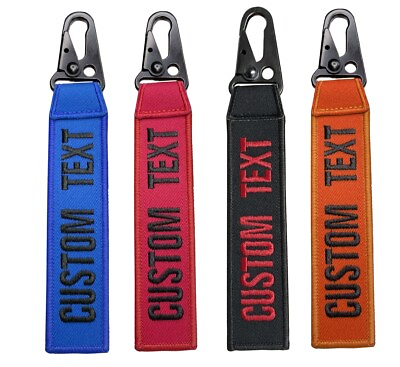 #ad Customized Double Sided Keychains Keyrings Embroidered Bike Car Key Tag Outboard $8.99