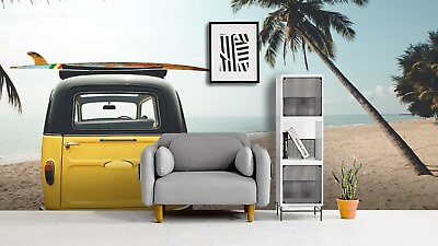 #ad 3D Holiday Beach Car Self adhesive Removable Wallpaper Murals Wall Sticker FC AU $237.49