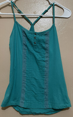 #ad margaret to be cool WOMEN’S RACERBACK TANK TEAL SIZE SMALL STRETCHY WITH LACE $2.99