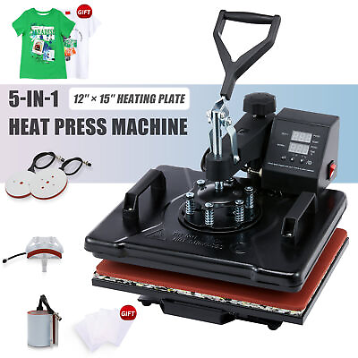5 in 1 T Shirt Press Professional 360 Swing Away Heat Press Machine 12x15 in $130.99