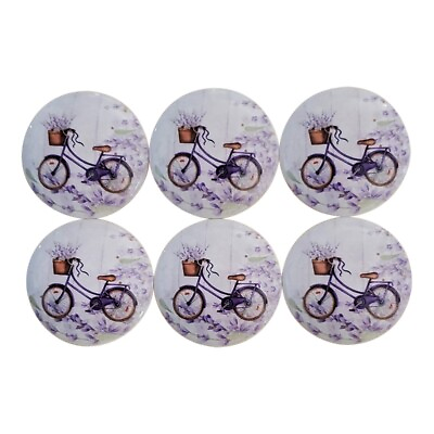 #ad Set of 6 Lavender Bike Wood Cabinet Knobs $28.48