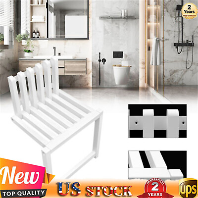 #ad Wall Mounted Wood Folding Chair Entryway Hidden Footstool Bath Seat Bench USA $61.85