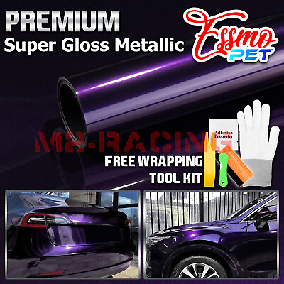 #ad ESSMO PET Super Gloss Metallic Midnight Purple Car Vinyl Wrap Decal Like Paint $62.50