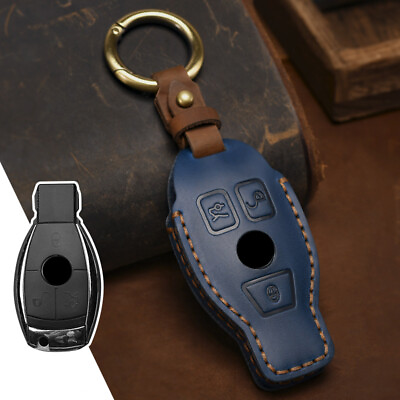 #ad For Mercedes Benz Leather Smart Car Key Case Cover Fob Keychain Ring Holder Bag $25.99