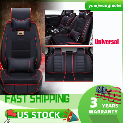 Universal PU Leather 5 Seats Front amp; Rear SUV Car Seat Cover Cushion Full Set $76.95