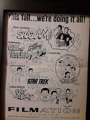 #ad Star Trek Fat Albert Shazam Rare Filmation Studios Promo Poster Ad Framed $135.00