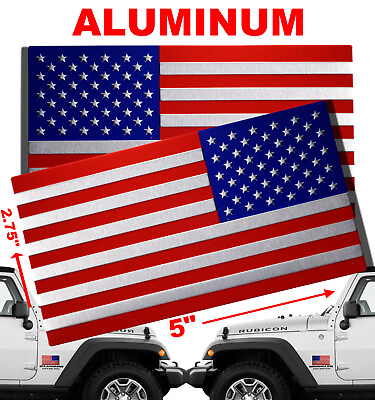 #ad 2x 3D Metal American Flag Sticker Decal Mirrored Reverse Car Bike Truck Emblem $4.99