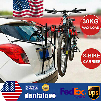 #ad Bike Rack For Car Trunk Mount 3 Bicycle Carrier Sedan Hatchback SUV Minivan New $50.35