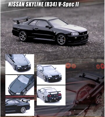 #ad #ad Inno64 Nissan Skyline GT R R34 V Spec II Black 1 64 $19.99