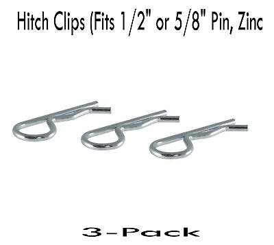 CURT 21602 Hitch Clips Fits 1 2quot; or 5 8quot; Pin Zinc 3 Pack $7.94