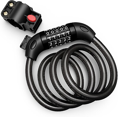 #ad 5 Digit Combination Password Bike Lock Cable Bicycle Chain Lock 4Feet Anti Theft $6.99