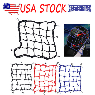 #ad Bike Carrier Cargo Net 16quot; *16quot; Bicycle 6 Hooks Web Mesh Luggage Helmet Holder $10.99