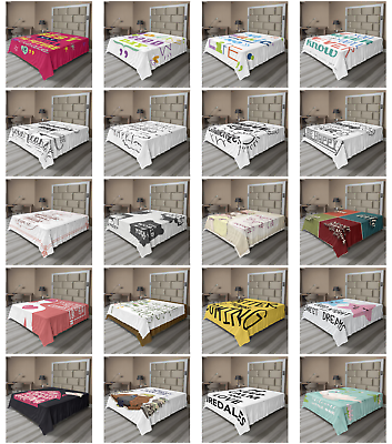 #ad Ambesonne Wording Flat Sheet Top Sheet Decorative Bedding 6 Sizes $29.99