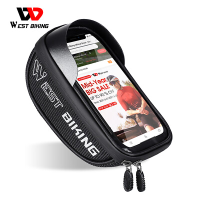 #ad WEST BIKING Bicycle Handlebar Bag Touch Screen Phone Case Waterproof Cycling Bag $13.76