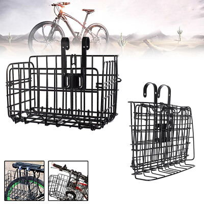 Folding Front Bike Basket Wire Mesh Fold up Rear Basket Storage Carrier $19.79