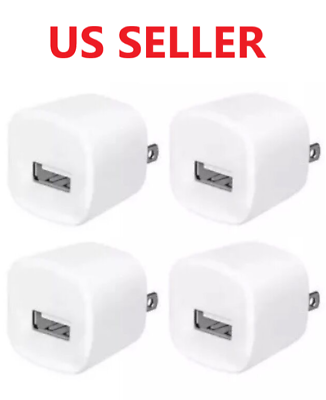 4x White 1A USB Power Adapter AC Home Wall Charger US Plug FOR iPhone 5 6 7 8 $5.99