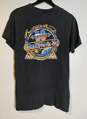 #ad Vintage 90s BMW Bike Week Rally 1991 Motorcycle Daytona Beach Pocket T Shirt $30.00