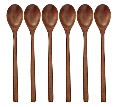 Wood Spoons Soup Tableware Natural Ellipse Wooden 6PCS $5.90