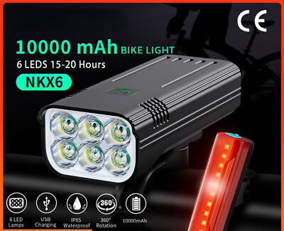#ad 10000 mAh Bike Light Rainproof USB Rechargeable LED Bicycle Light Super Bright $50.07