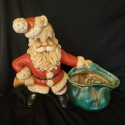 #ad VTG Atlantic Mold Ceramic Santa Claus With Bell amp; Bag Sack Christmas Musical $49.00