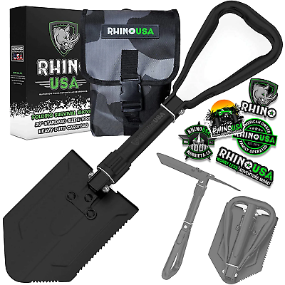 #ad Rhino USA Survival Shovel w Pick Carbon Steel Military Style Entrenching Tool $26.90