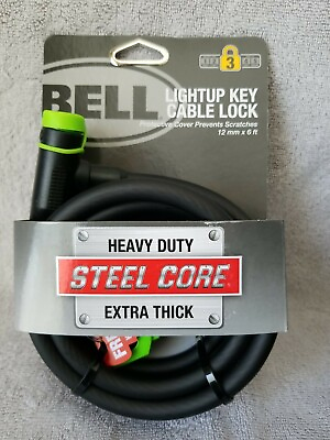 #ad Bell Bicycle Cable Lock With Light up Key Heavy Duty Steel Core 6 Ft 12mm $12.50