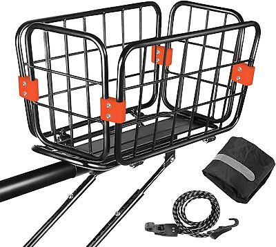 #ad Rear Bike Bicycle Rack with Basket 165 lb Load amp; 4gl with Bungee Cord amp; Cover $77.99