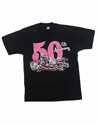 #ad 1991 Daytona Beach Bike Week 50th Anniversary Souvenir Vintage T Shirt $225.00