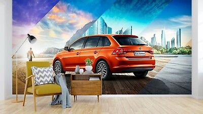 #ad #ad 3D Beach Car Building A47 Transport Wallpaper Mural Self adhesive Removable Zoe AU $379.99