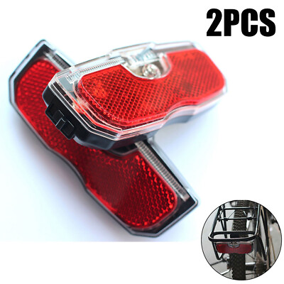 #ad 2X Bike Cycling Bicycle Rear Reflector LED Tail Light For Luggage Rack Acces NEW $14.49