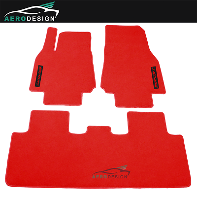 #ad Fits 20 23 Tesla Model Y Red Floor Mats Carpet Nylon Front Rear with Red SPORT $57.99