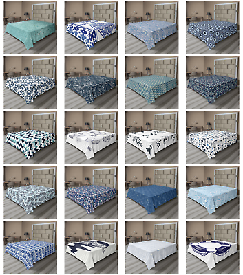 #ad Ambesonne Blue and White Flat Sheet Top Sheet Decorative Bedding 6 Sizes $29.99