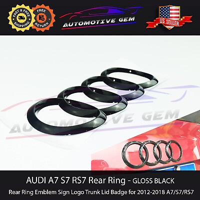 #ad AUDI A7 S7 RS7 Trunk Emblem Curve Ring GLOSS BLACK Rear Lid Hatch Logo Badge $27.99