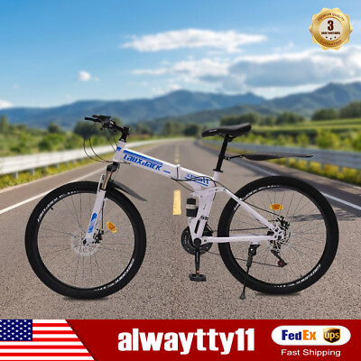 #ad 26quot; Folding Mountain Bike 21 Speed Men Bikes MTB Bicycle School Dual Disc Brake $190.00