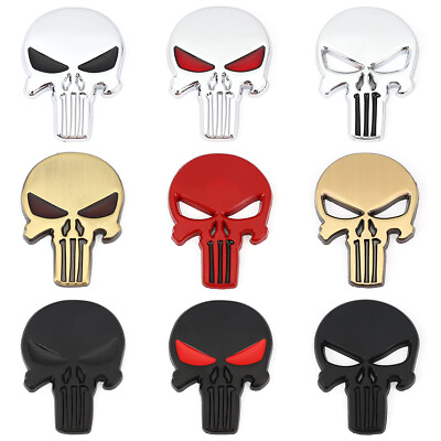 #ad Pair 3D Punisher Metal Emblem Badge Skeleton Skull Sticker Car Bike Truck Motor $8.99