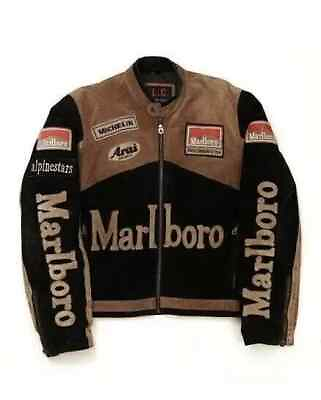 #ad Men Marlboro Leather Jacket Vintage Racing Biker Motorcycle Men Leather Jacket $23.73