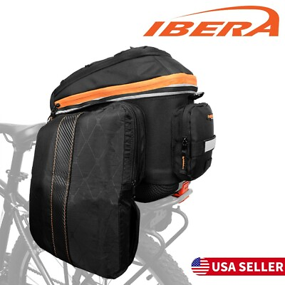 Ibera Bike Trunk Pannier Bag Rear Rack Carrier Clip On Expandable Seat Side Bags $75.99