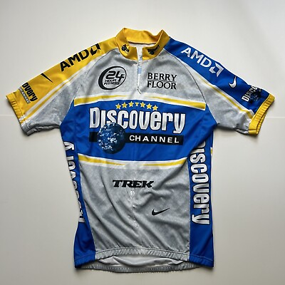#ad Nike Discover Channel Team Cycling Jersey Lance Armstrong Trek Bike Sz M $24.49