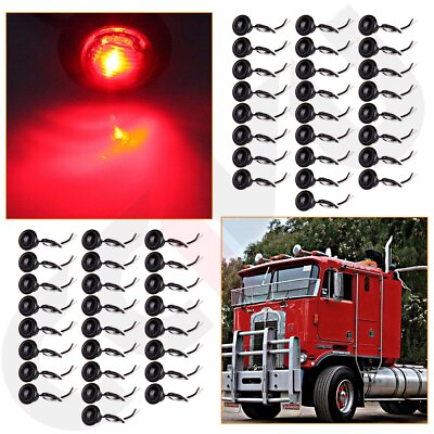 #ad 50pcs 3 4quot;Red Mini Round LED Light Clearance Side Marker Truck Trailer Jeep $37.65