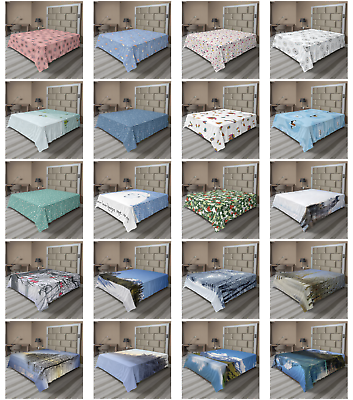 #ad Ambesonne Winter Scene Flat Sheet Top Sheet Decorative Bedding 6 Sizes $29.99