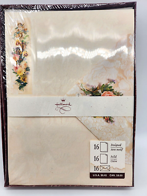 #ad Vintage Hallmark Stationary amp; Decorated Envelopes NOS Sealed Ivory with Roses $11.95