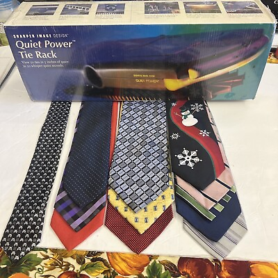 #ad New Sharper Image Design Quiet Power · 72 Tie Rack · With Lot Of 12 Used Ties $56.00