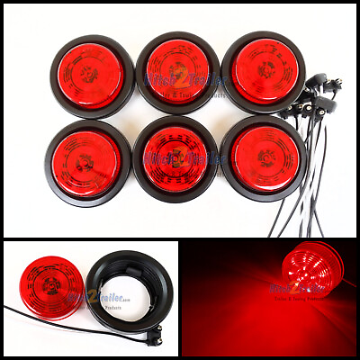 #ad 6 RED 12 LED Light Trailer 2 1 2quot; roundw plugGrommet Clearance marker 2.5quot; $39.99