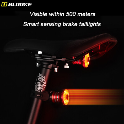 #ad #ad BLOOKE Mountain Bike Smart Speed Sensing Brake Taillight Night Riding Light $13.78