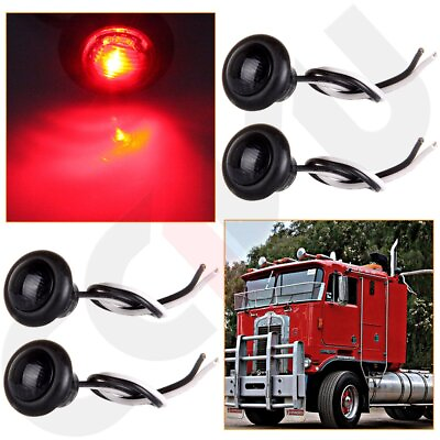 #ad 4X 3 4quot;Red Mini Round LED Light Clearance Side Marker Truck Trailer Jeep $10.79