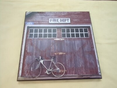 #ad Vintage Fire Department Photo Plaque With Modern Bike TARGET $8.00
