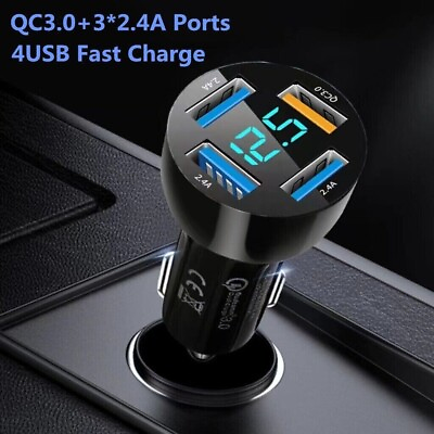 #ad 4 Port USB Super Fast Car Charger Adapter For iPhone Samsung Android Cell Phone $4.49