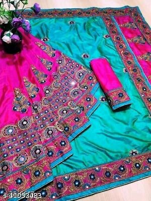 Sana Silk Women Saree Bollywood Sari Party Wear Wedding Designer Indian Clothing $33.77